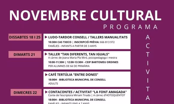 Consell, Novembre cultural: Taller "Tan diferents, tan iguals"