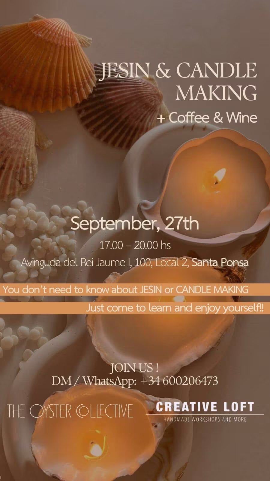 Jesin + Oyster Candlemaking Workshop (Santa Ponsa) 